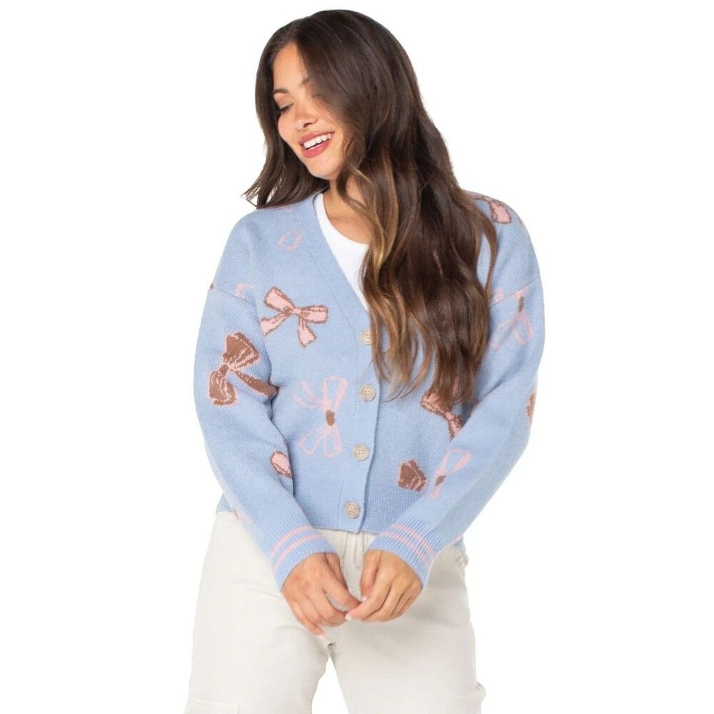 NEW Celebrity Pink Large cardigan sweater cute chic bow soft cozy